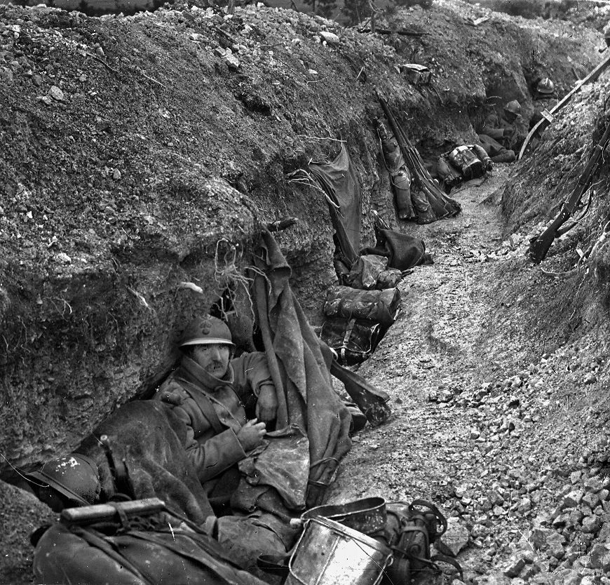 World War One, Battle of Verdun. French trench on the front lines, 1916. (Photo by Roger Viollet/Getty Images)